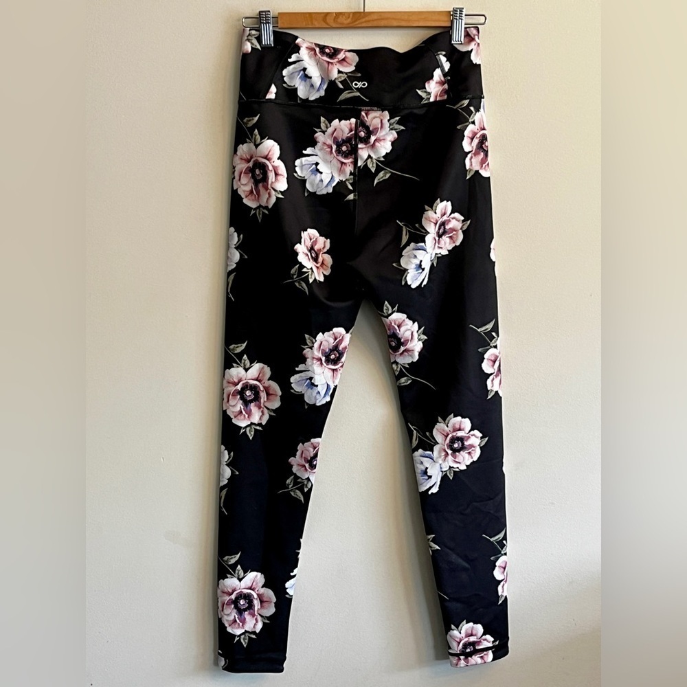 INFINITE NWOT Reversible Size LARGE Black Floral Full Length Leggings - Picture 3 of 6
